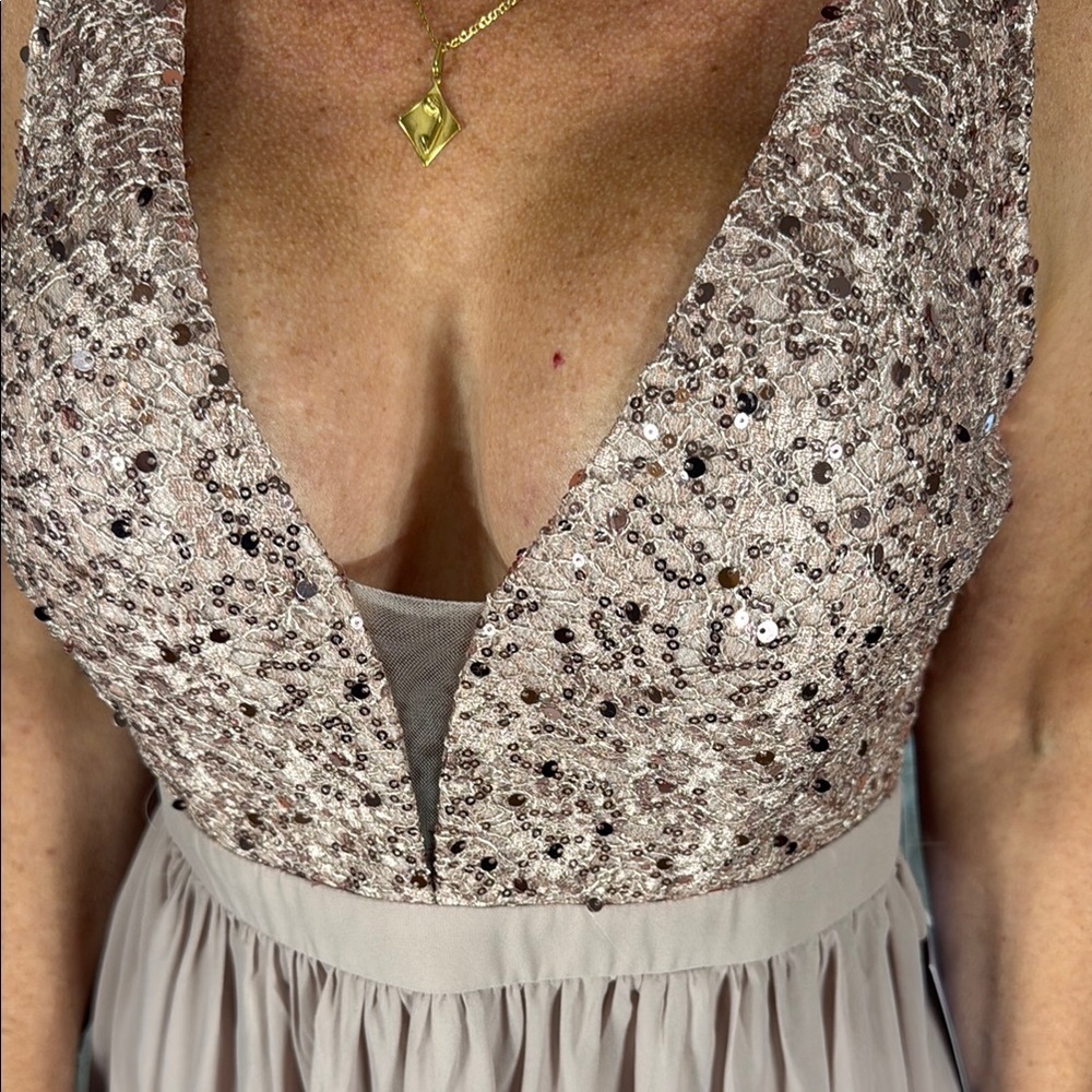 PromGirl Blush Maxi Dress with Sequin Detail Size Large - Picture 4 of 12